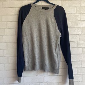 Rag and Bone Men’s Color block Navy and Gray Speckled Sweater
